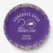 Assiettes En Carton Graduation moderne Purple Faux Gold Parties scinti (Devant)