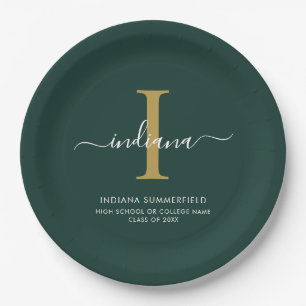 Assiettes En Carton Graduation Monogramme Moderne 2026 Fête Minimalist