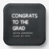 Assiettes En Carton Graduation néon blanche typographie moderne congra (Recto)