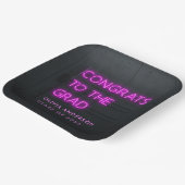 Assiettes En Carton Graduation néon rose typographie moderne congrats (Angulaire)