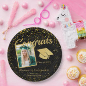 Assiettes En Carton Graduation noir et or classe photo supérieure 20xx (Fête)