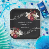 Assiettes En Carton Graduation Noir Joli Rouge Roses Lys (Fête)