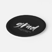 Assiettes En Carton Graduation noire du script de brosse (Angle)