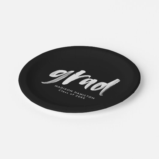 Assiettes En Carton Graduation noire du script de brosse (Angle)