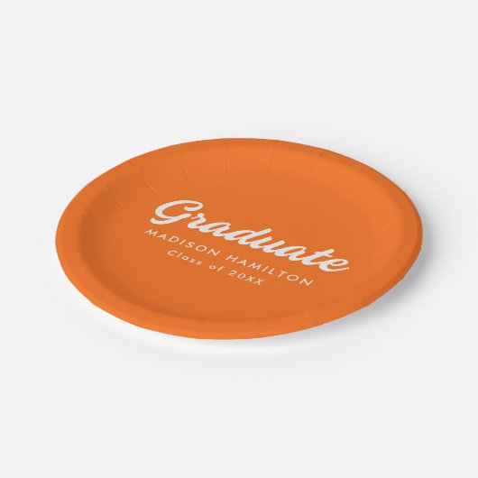 Assiettes En Carton Graduation Orange Script Gras (Angle)