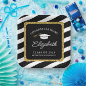 Assiettes En Carton Graduation Parties scintillant or Script Graduatio (Fête)