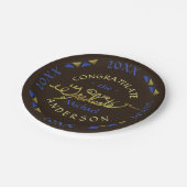 Assiettes En Carton Graduation Party 2023 Blue Brown Faux Gold Custom (Angle)