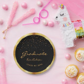 Assiettes En Carton Graduation party 2025 diplômé noir or (Fête)