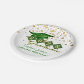 Assiettes En Carton Graduation Party Green & Gold 20XX (Angle)
