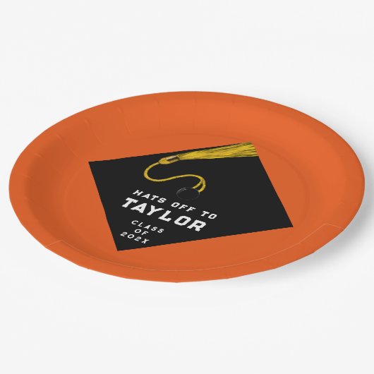 Assiettes En Carton Graduation Party Orange (Angle)