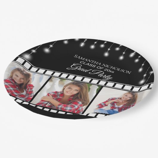 Assiettes En Carton Graduation Party Photo Film Reel Hollywood Star (Angle)