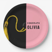 Assiettes En Carton Graduation Party Plaques en papier rose (Devant)