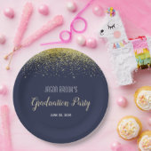 Assiettes En Carton Graduation Party Platinum Gold Confetti Black Inv (Fête)