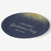 Assiettes En Carton Graduation Party Platinum Gold Confetti Black Inv (Angle)