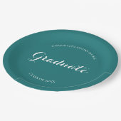 Assiettes En Carton Graduation Party Simple vert et blanc (Angle)