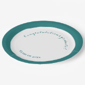 Assiettes En Carton Graduation Party Vert et blanc Simple (Angle)