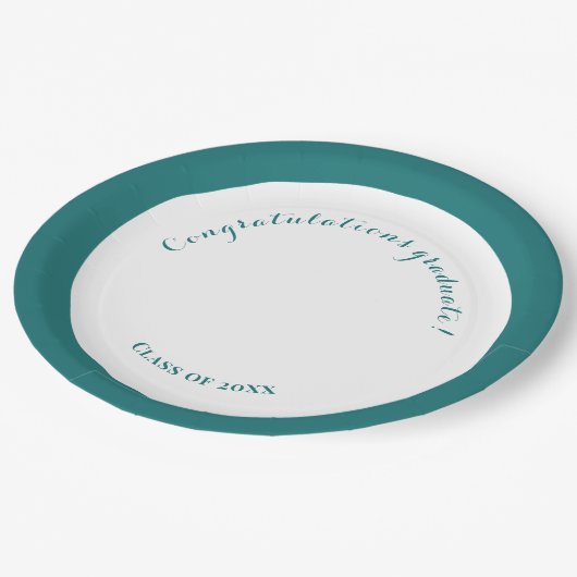 Assiettes En Carton Graduation Party Vert et blanc Simple (Angle)