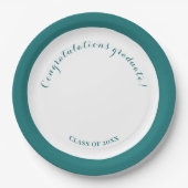Assiettes En Carton Graduation Party Vert et blanc Simple (Devant)