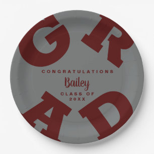 Assiettes En Carton Graduation personnalisée de marron foncé et gris