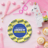 Assiettes En Carton Graduation personnalisée jaune et bleu (Fête)