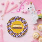 Assiettes En Carton Graduation personnalisée violette et jaune doré (Fête)