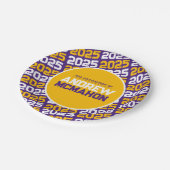Assiettes En Carton Graduation personnalisée violette et jaune doré (Angle)