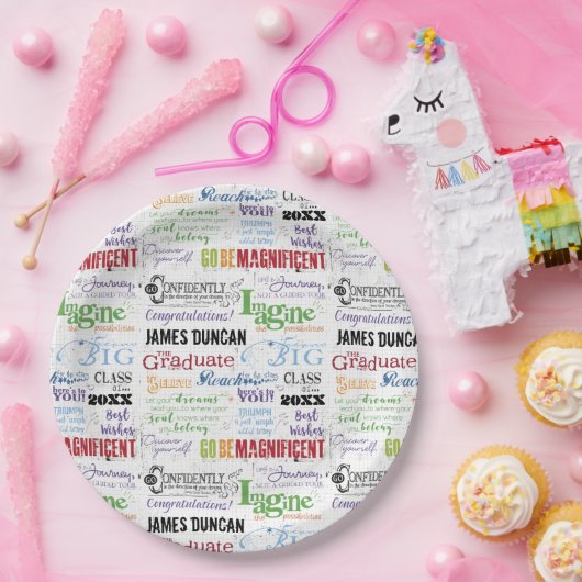Assiettes En Carton Graduation personnalisée Word Art (Fête)