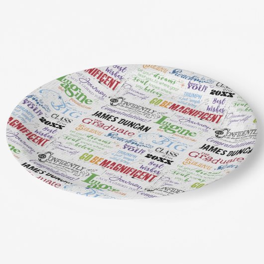Assiettes En Carton Graduation personnalisée Word Art (Angle)