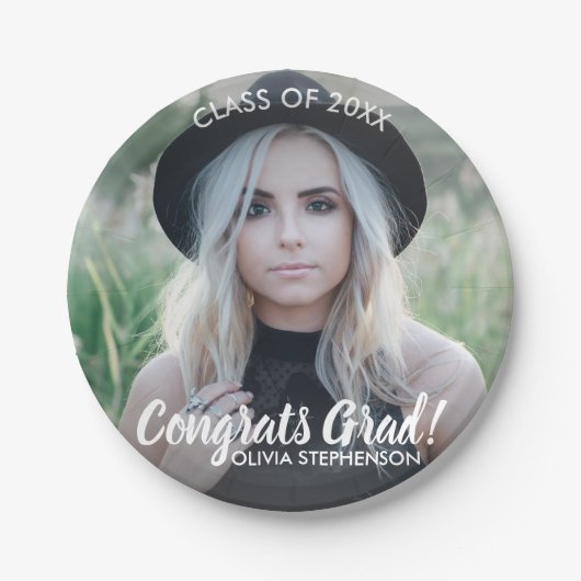 Assiettes En Carton Graduation Photo Class 20XX Félicitations Personna (Devant)