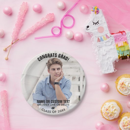 Assiettes En Carton Graduation Photo Classe 20XX Félicats Grad Custom (Fête)