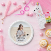 Assiettes En Carton Graduation Photo & Elegant Black Script Classe Ann (Fête)