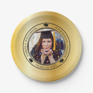 Assiettes En Carton Graduation Photo Gold Tone Casquette de classe Ann
