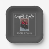Assiettes En Carton Graduation photo minimaliste | Gris (Recto)
