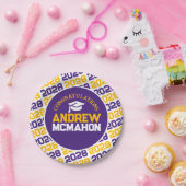 Assiettes En Carton Graduation Purple, Or & Blanc Personnalisée (Fête)