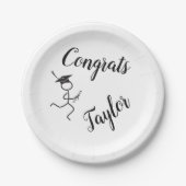 Assiettes En Carton Graduation Runner © Running Grad White Black Text (Devant)