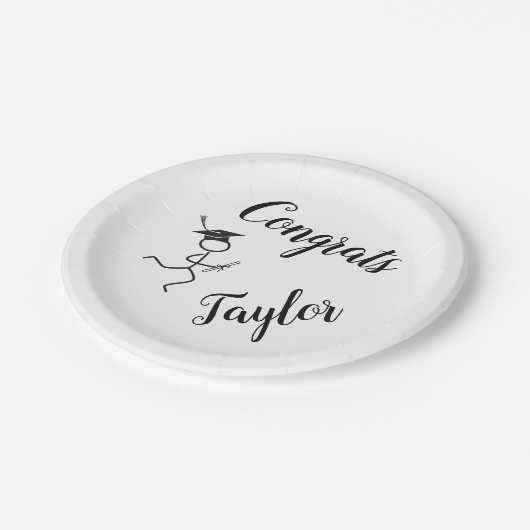 Assiettes En Carton Graduation Runner © Running Grad White Black Text (Angle)