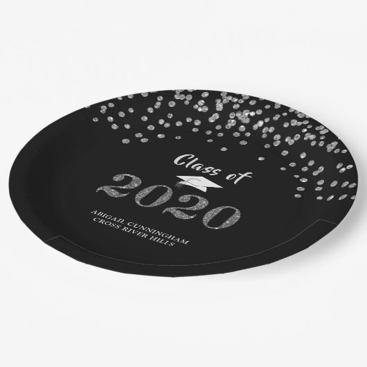 Assiettes En Carton Graduation Silver Parties scintillant CLASSE DE 20 (Angle)