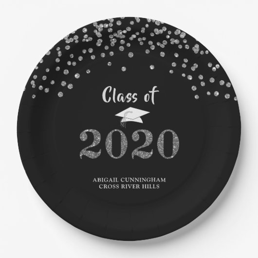 Assiettes En Carton Graduation Silver Parties scintillant CLASSE DE 20 (Devant)