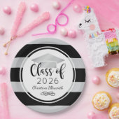 Assiettes En Carton Graduation sur mesure moderne Silver Black Stripes (Fête)