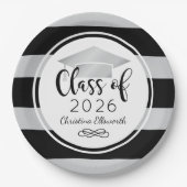Assiettes En Carton Graduation sur mesure moderne Silver Black Stripes (Devant)