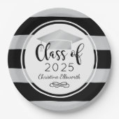 Assiettes En Carton Graduation sur mesure moderne Silver Black Stripes (Devant)