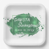 Assiettes En Carton Graduation verte | Paint Splatter Chic Grad Party (Recto)