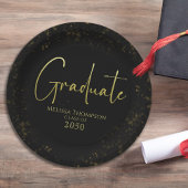 Assiettes En Carton Gradué Simple Grad Black Gold Calligraphie Script