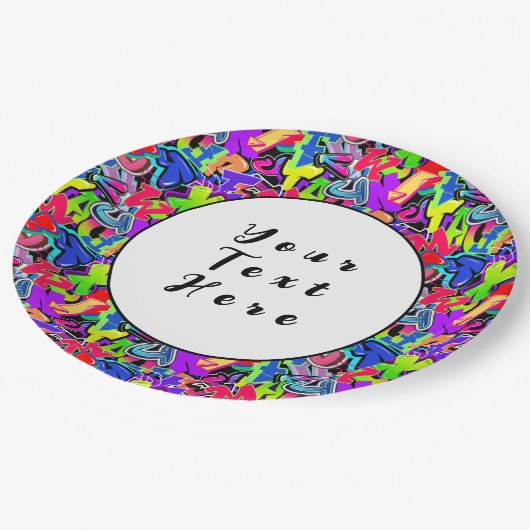 Assiettes En Carton Graffiti (Angle)