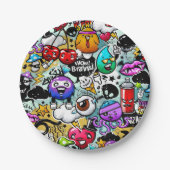 Assiettes En Carton Graffiti Art Fruits et Légumes (Devant)