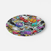 Assiettes En Carton Graffiti Art Fruits et Légumes (Angle)