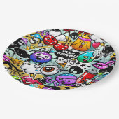 Assiettes En Carton Graffiti Art Fruits et Légumes (Angle)