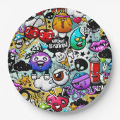 Assiettes En Carton Graffiti Art Fruits et Légumes (Devant)