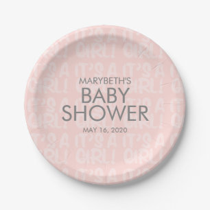 Assiettes En Carton Graffiti Baby shower rose plaque en papier