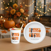 Assiettes En Carton Graffiti blanc moderne Thanksgiving automne automn